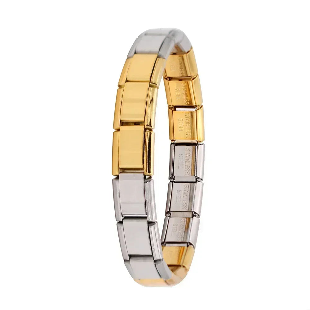 Hapiship New Women's Jewelry 9mm Width Itanlian Elastic Charm  Bracelet Fashion Stainless Steel Bangle