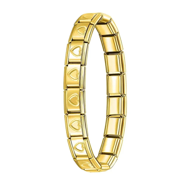 Hapiship New Women's Jewelry 9mm Width Itanlian Elastic Charm  Bracelet Fashion Stainless Steel Bangle