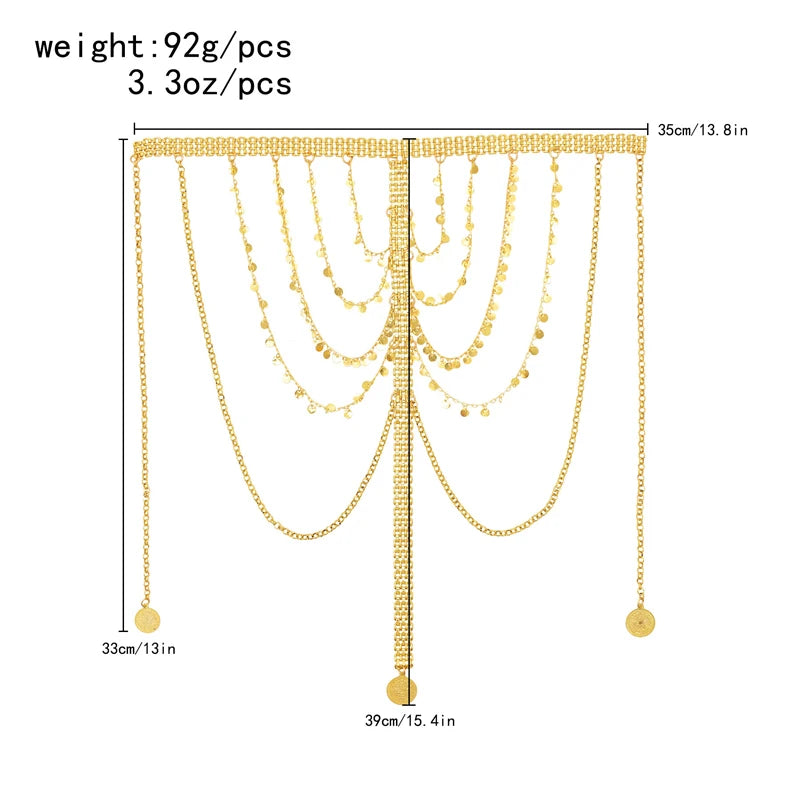 Women Hair Jewelry Golden Long Tassel India Ethnic Party  Statement Afghan Charms Heabdand