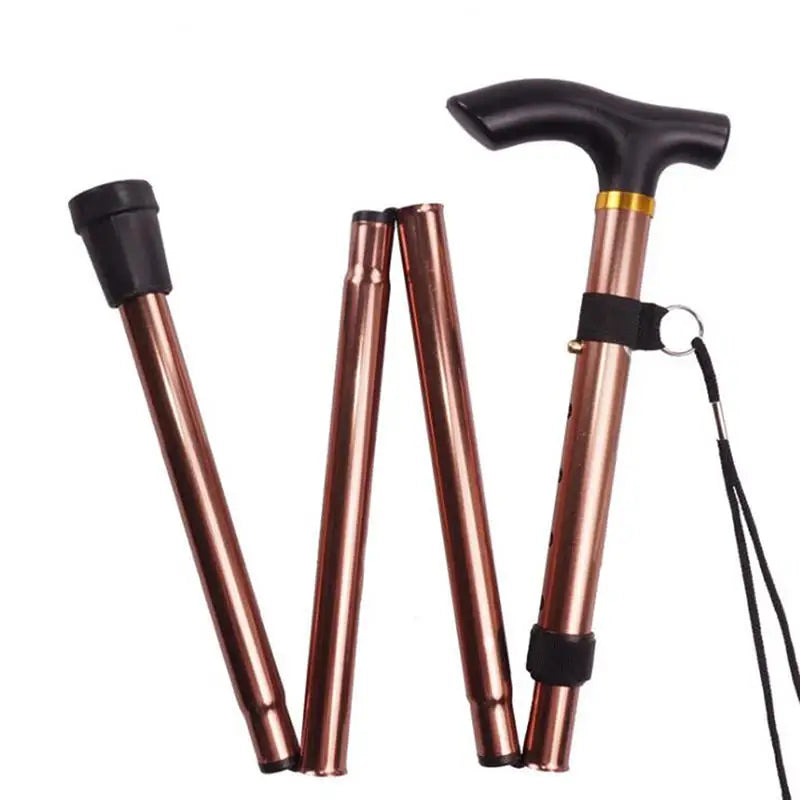 Telescopic Walking Stick Outdoor Trekking Poles Aluminum Alloy Metal Folding Cane Crutches Pole For Elderly People