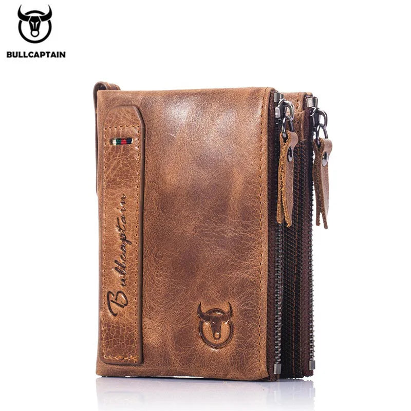 leather men's wallet zipper buckle short money wallet card holder coin purse RFID wallets