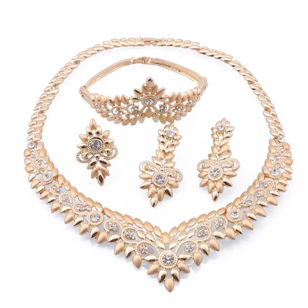 Trend African Jewelry Bridal Nigerian Design Sliver Plated Necklace Set