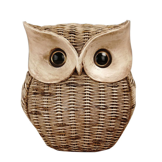 Resin Statues For Home Decor Animal Sculpture For Ornaments Living Room Interior Figurine Vine Weaved Owl