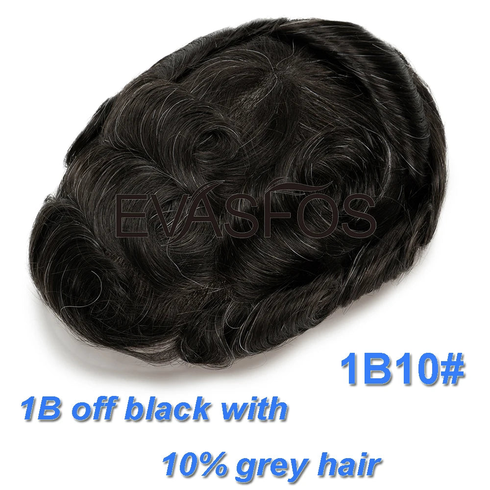 Natural Hairline Bleached Knots French Lace Front Men's Toupee, Poly Skin Hairpieces, Hair Replacement Systems, Various Color
