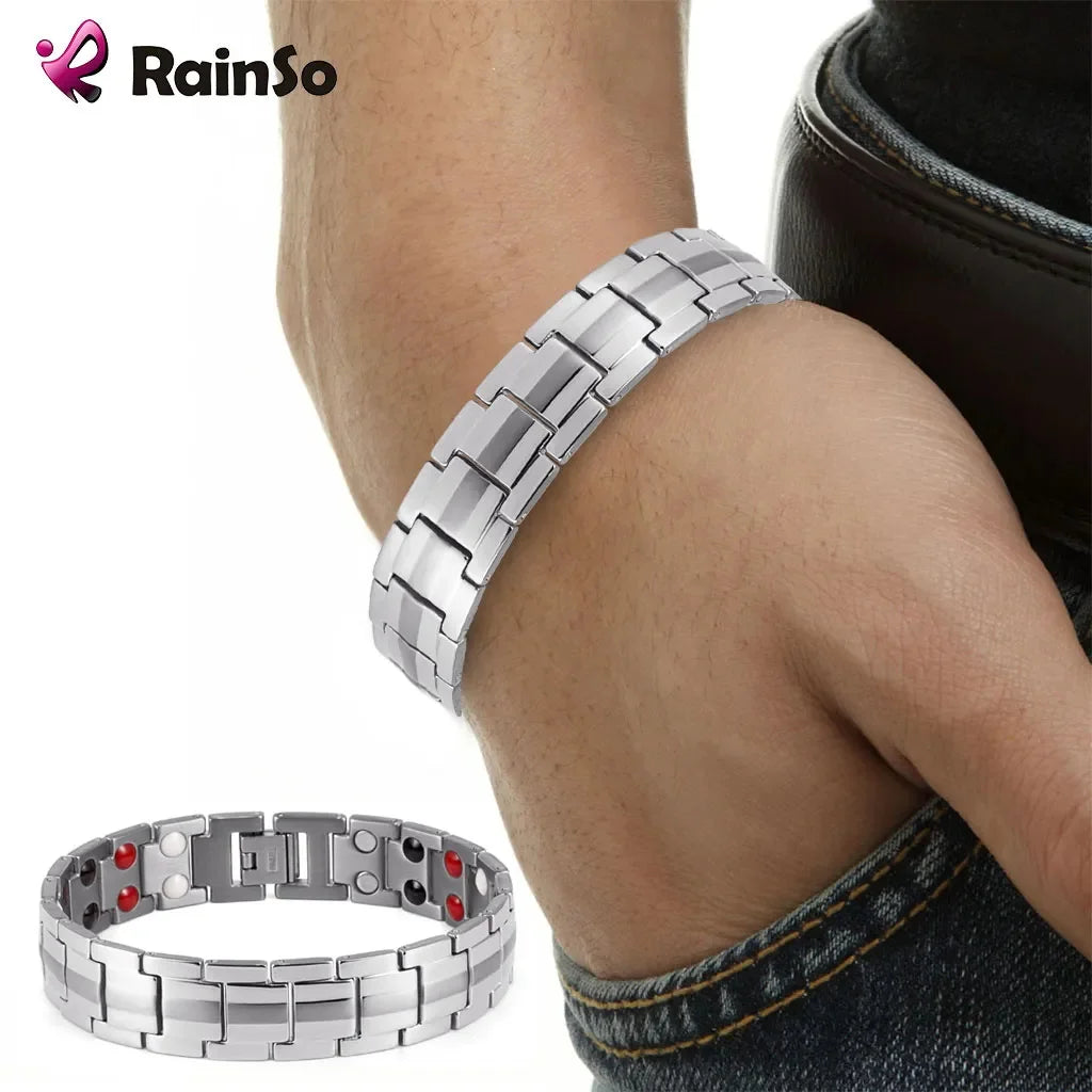 Rainso Fashion Jewelry Healing FIR Magnetic Titanium Bio Energy Bracelet For Men Blood Pressure Accessory Women Bracelets Gifts - Hiron Store