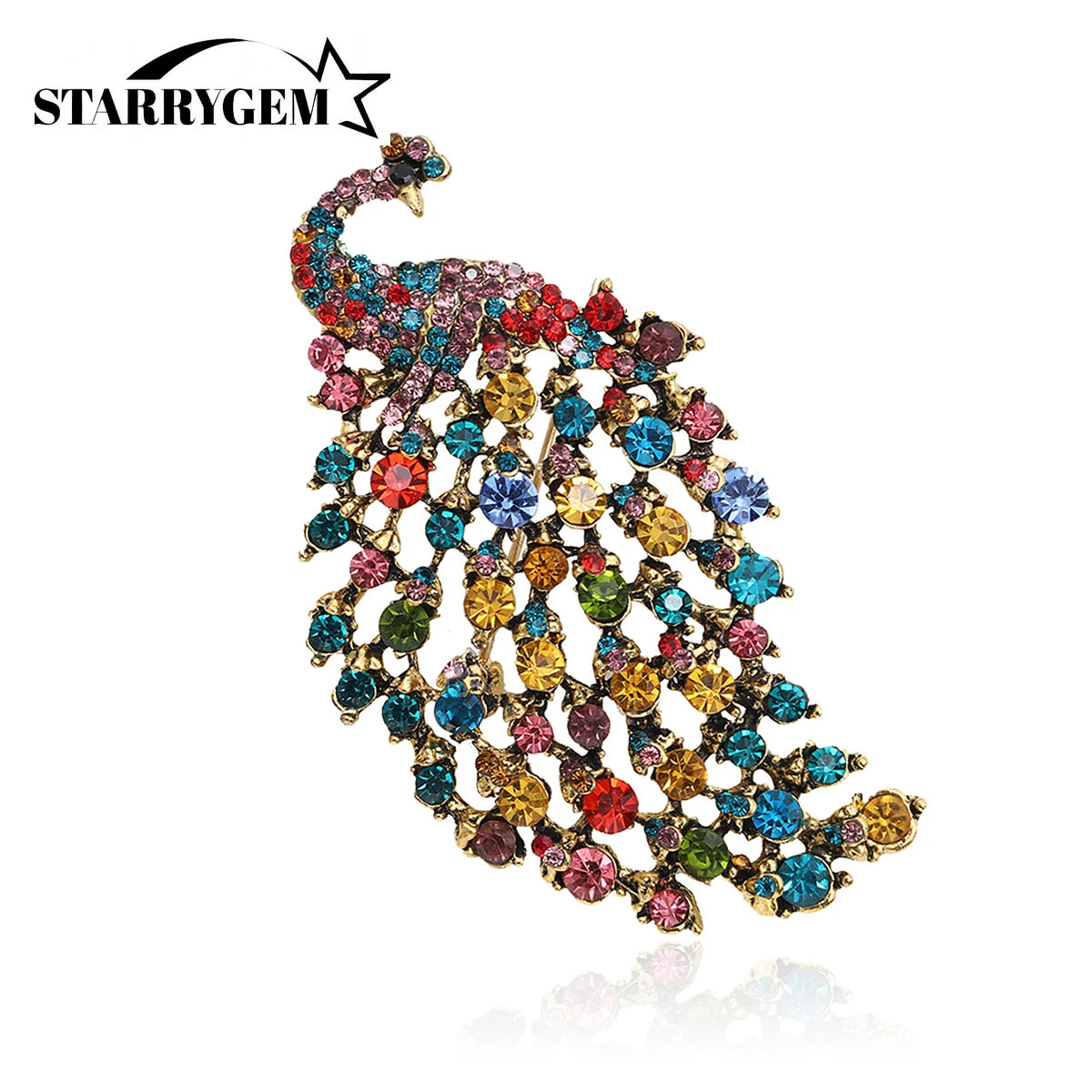 Fully Rhinestone Peacock Bird Brooch Fashionable and Elegant Coat Pin Jewellery Accessories