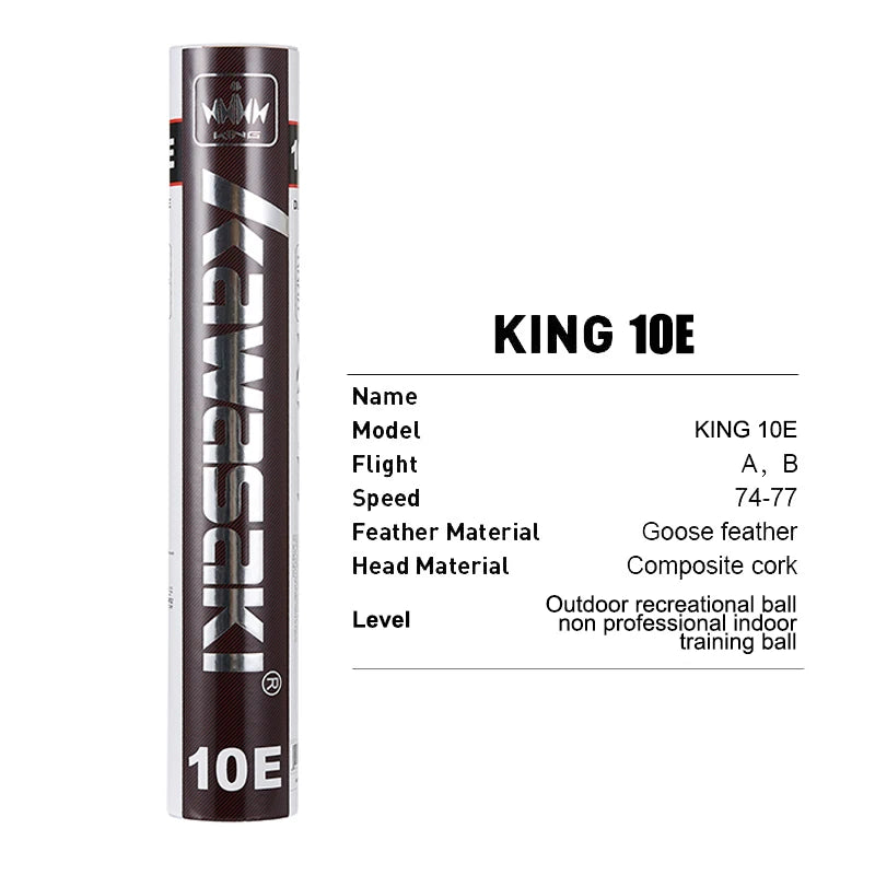 Kawasaki Badminton Shuttlecock Feather for Clubs &Training KING 8E/10E Goose Feather Badminton Ball Durable Shuttlecock Badminton