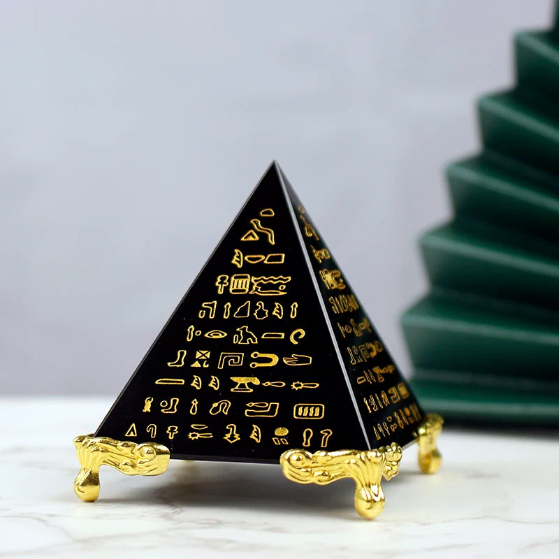 Egypt Crystal Obsidian Pyramid Model Natural Energy Healing Feng Shui Home Decor Living Room Decoration Paperweight