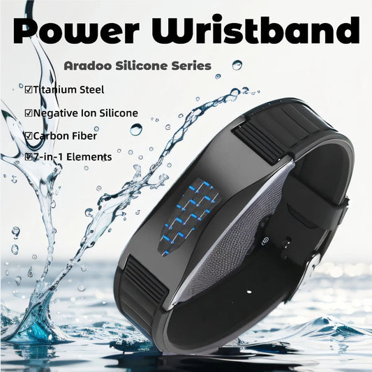 Silicone Carbon Fiber Power Wristband Balance Bracelets for Men Women 7-in-1 Magnetic Sports Bracelet