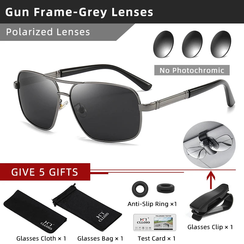 CLLOIO Classic Men & Women  Sunglasses,  Polarized Driving Shades Sun Glasses, Travel Anti-glare ,Chameleon Glasses