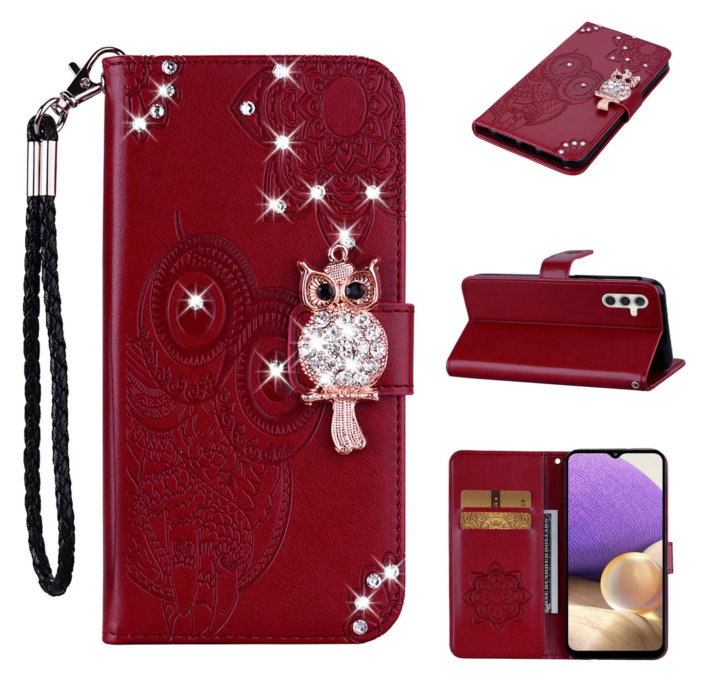 Glitter Lether Cards Solt Wallet Case For Samsung S23 S24 Ultra S22 S20FE S21 Plus A14 A54 A04 A34 A24 A25 A15 5G Bling Cover