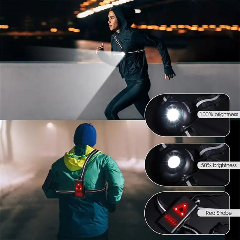 1pc Outdoor  Night Running USB Charging Lights LED Chest Lamp Back Warning Light for Camping Hiking Running Jogging Adventure