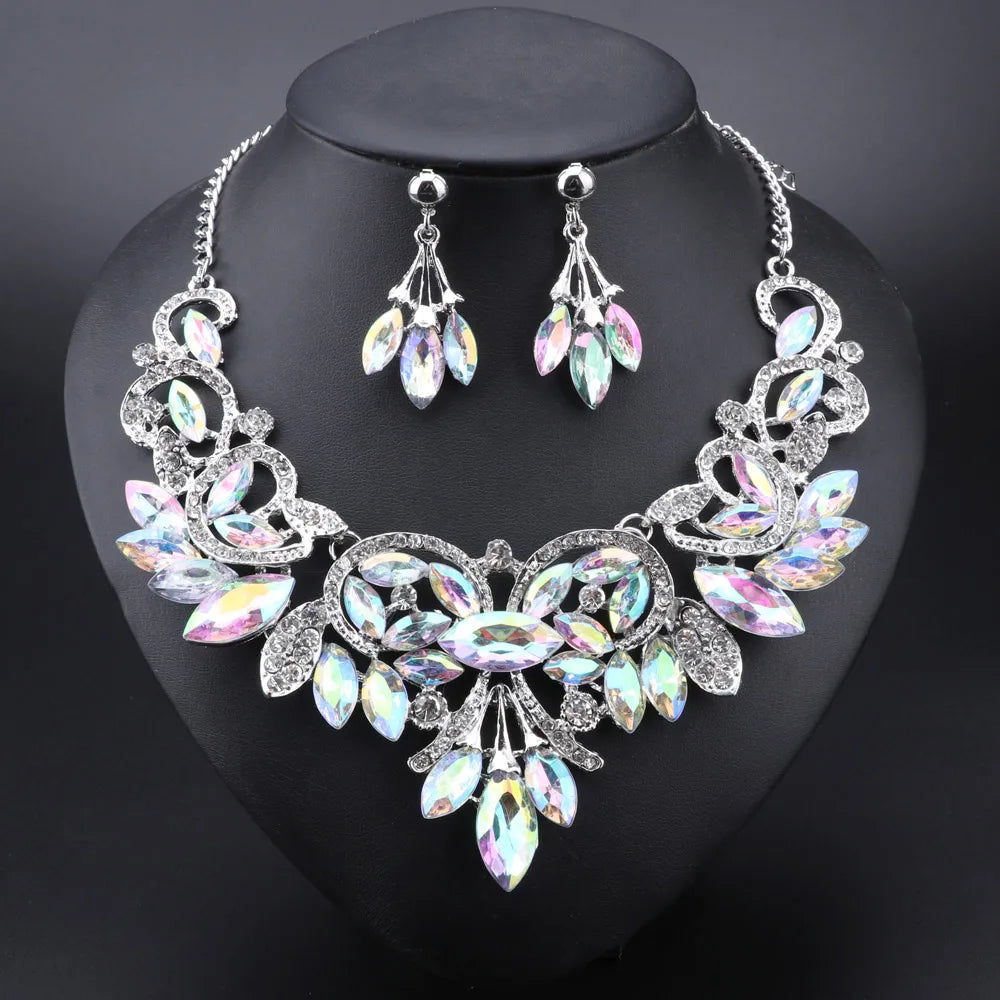 Crystal Bridal Jewelry Sets Costume Accessories Wedding Necklace Earrings Set