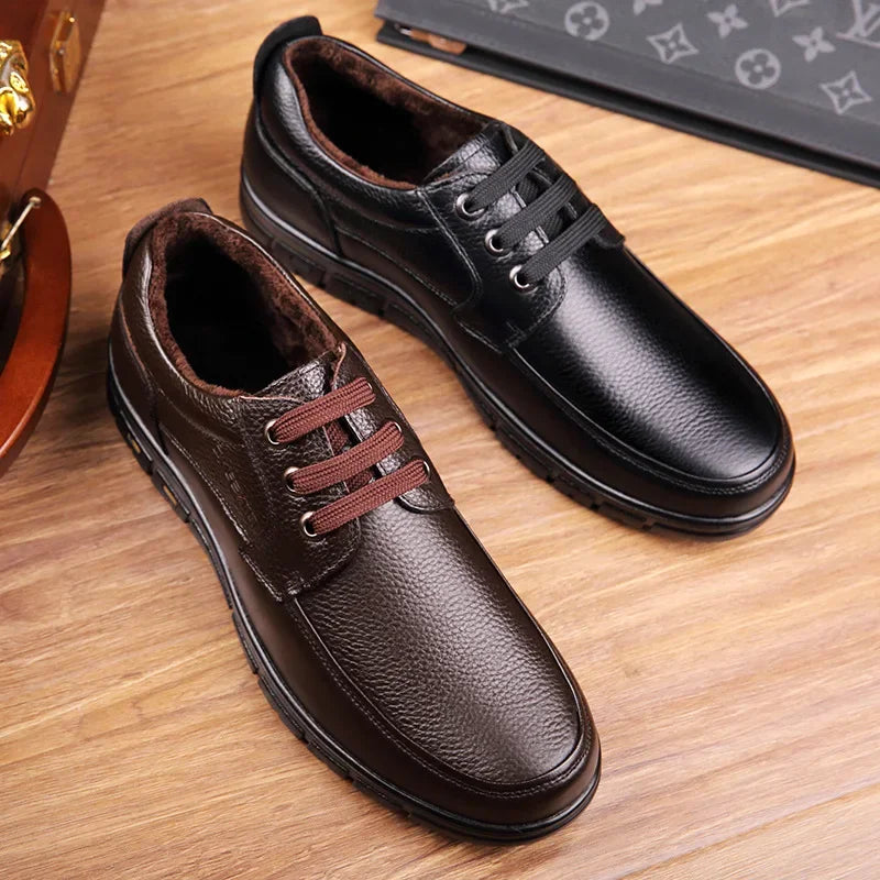 Luxury Middle-aged Lightweight Loafers Shoes Men Genuine Leather Casual Shoes