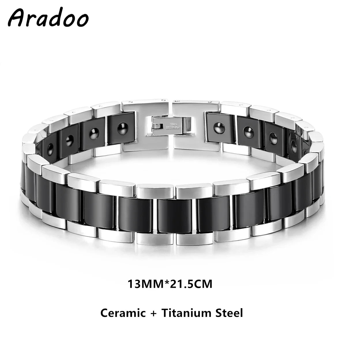 Blue Ceramic Titanium Steel Bracelets Hematite Magnetic Strap Buckle Design Power Wristband for Women Men