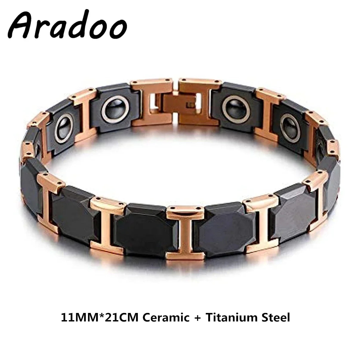 Blue Ceramic Titanium Steel Bracelets Hematite Magnetic Strap Buckle Design Power Wristband for Women Men