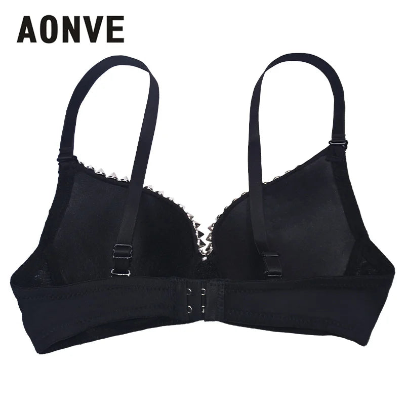 AONVE Newest Sexy Lingerie Sexy Women's Rhinestone Cover Bra Top Gold/Silver Plunge Wire Free Bralete