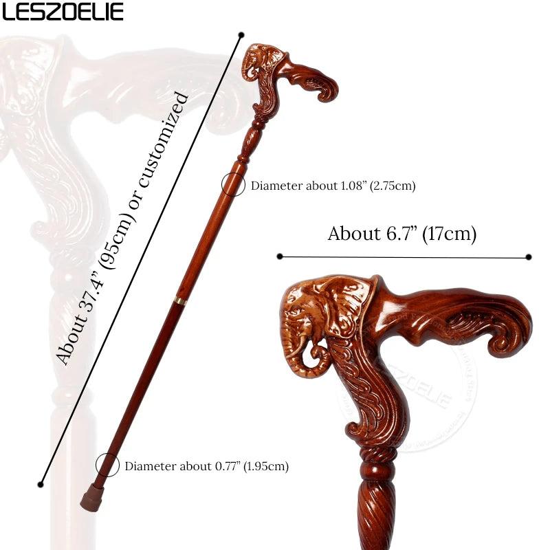 Elephant Handle German Beech Luxury Wooden Walking Stick Men Detachable Canes Women Elegant Walking Sticks