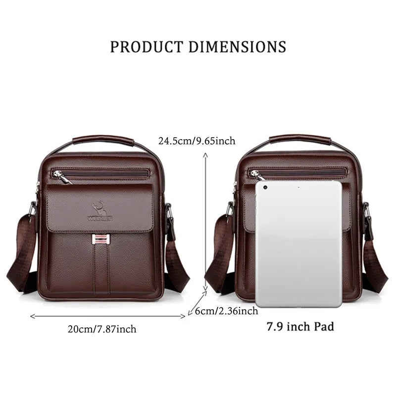 Men Crossbody Shoulder Bags Waterproof Vintage Men Handbags Large Capacity PU Leather Bag