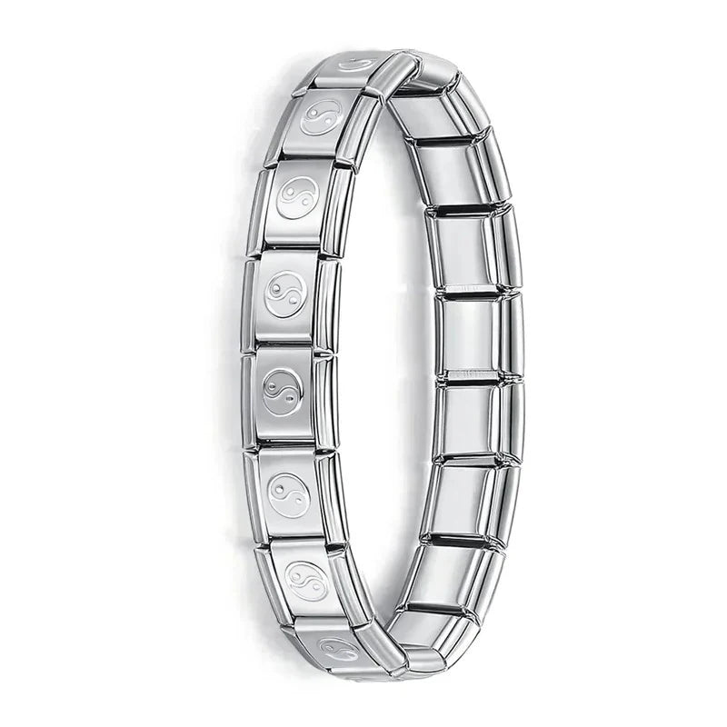 Hapiship New Women's Jewelry 9mm Width Itanlian Elastic Charm  Bracelet Fashion Stainless Steel Bangle
