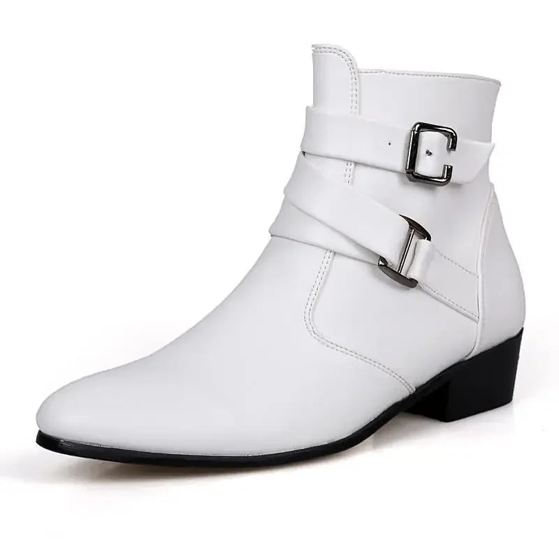 Brand Men's Boots Designer British Style Men Chelsea Boots High-top Buckle Strap Formal Shoes