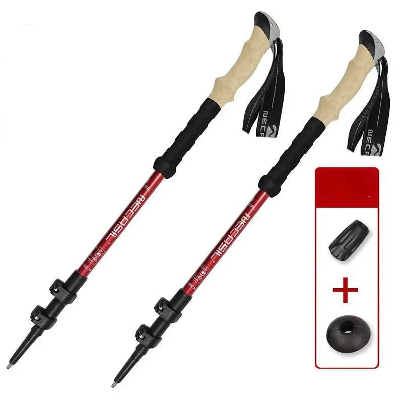 2PCS Trekking Poles Walking Sticks Alpenstock Telescopic Ultralight Premium Adjustable with Quick Lock Hiking Cane