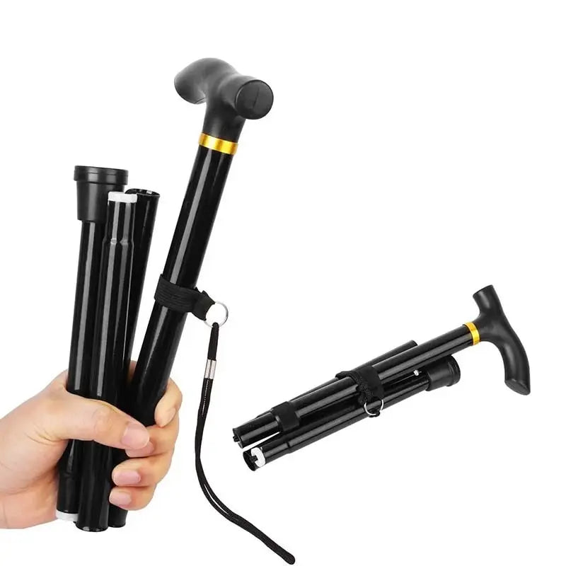 Adjustable Telescopic Portable Folding Aluminum Alloy Walking Stick Hiking Stick Non-Slip