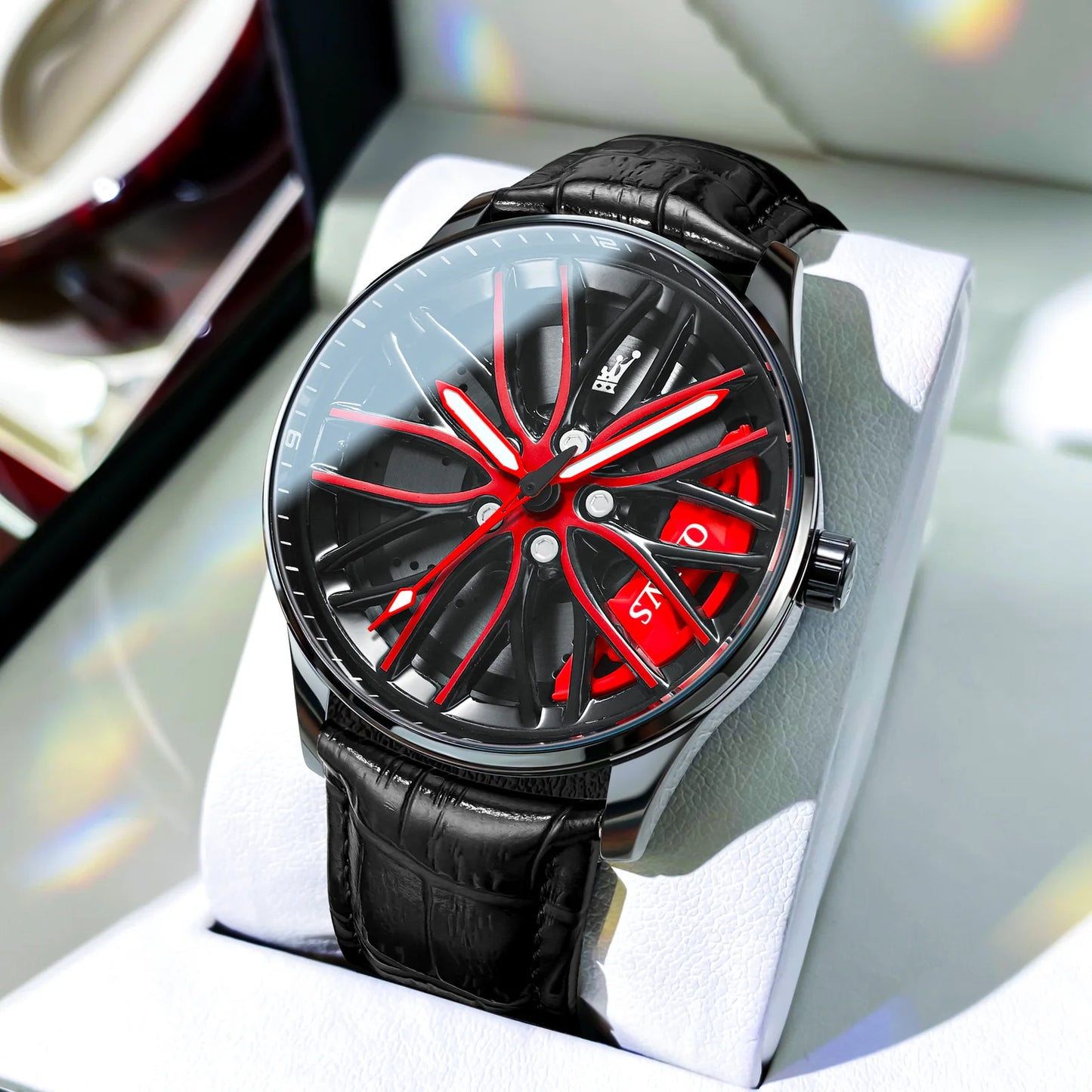 OLEVS Wheel Men's Luxury Watch Waterproof Rotary Sport Car Rim Man Watch's