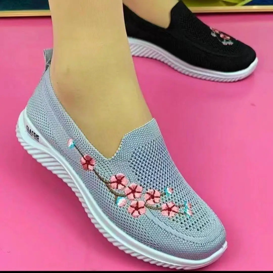 Women Sneakers Mesh Breathable Floral Comfort Mother Shoes Soft Solid Color Fashion Female Footwear Lightweight Zapatos De Mujer - Hiron Store