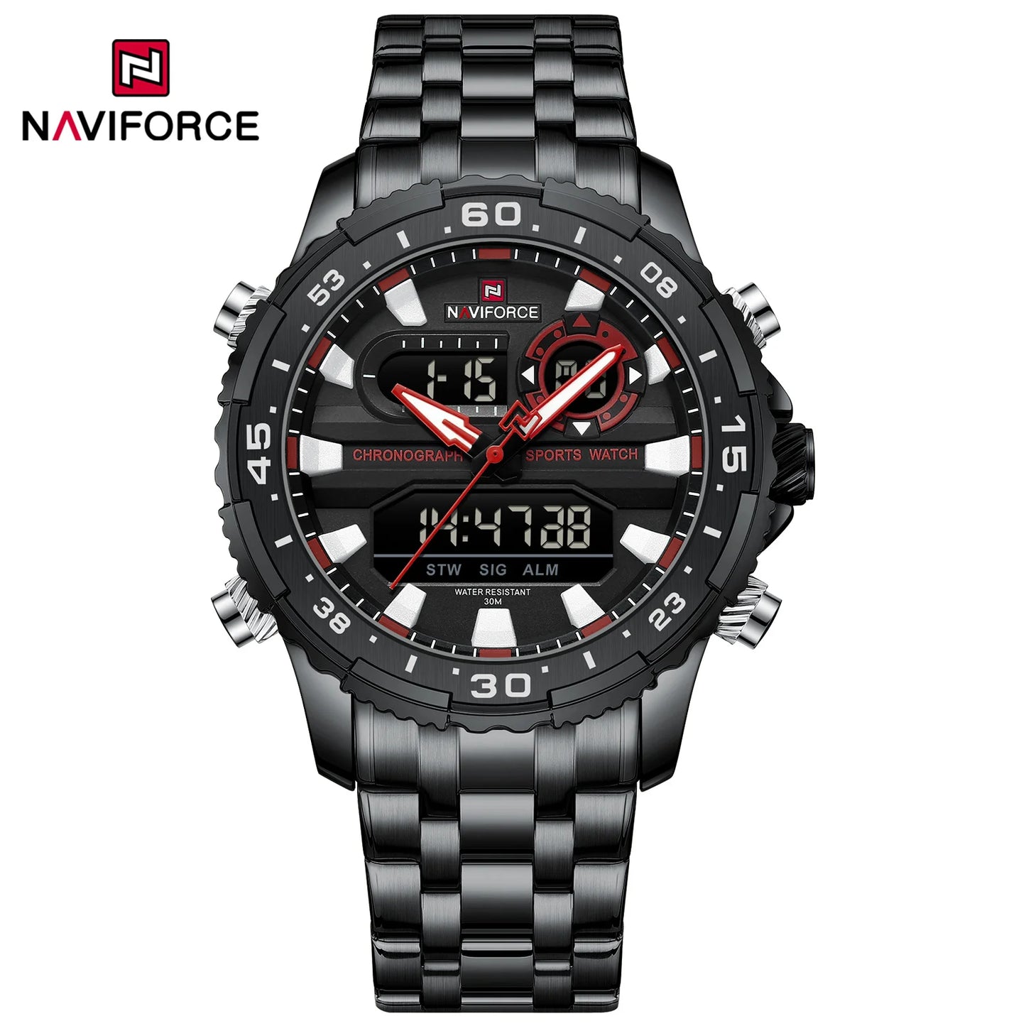 NAVIFORCE Brand Black Gold Men Watch Luxury Quartz Wrist Watches Sport Waterproof  Stainless Steel