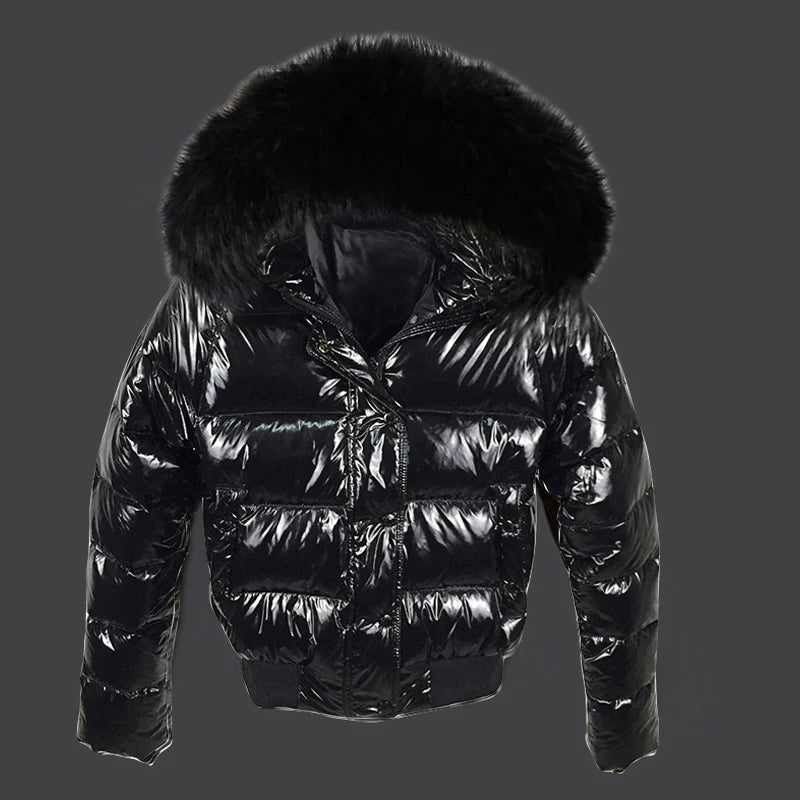 Fake Fur Coat Waterproof, Autumn Winter  Glossy, Female Outerwear Fashion  Black Short Coats, Women's Jacket