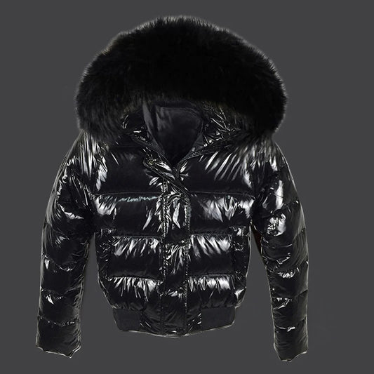 Fake Fur Coat Waterproof, Autumn Winter  Glossy, Female Outerwear Fashion  Black Short Coats, Women's Jacket