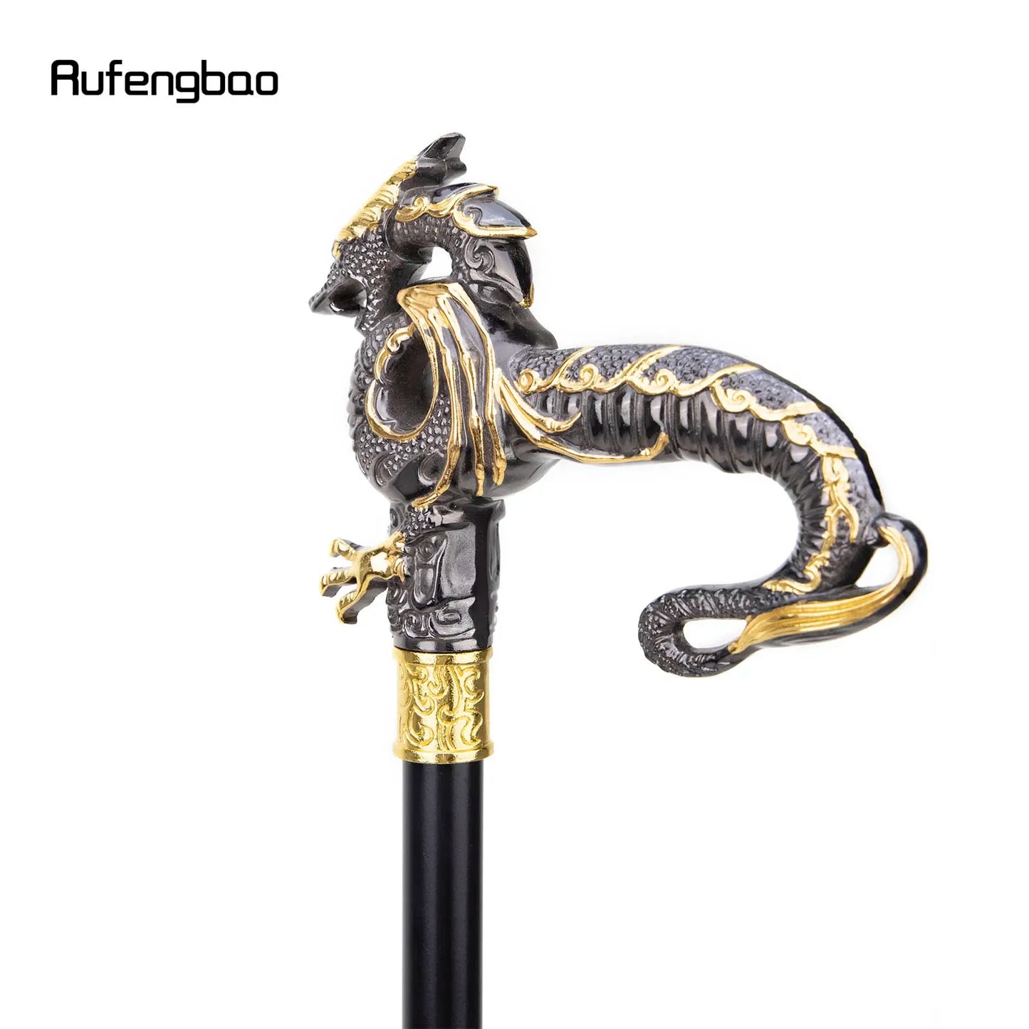 Gold Black Luxury Dragon Walking Cane Fashion Decorative Walking Stick Gentleman Elegant Cosplay Crosier 93cm