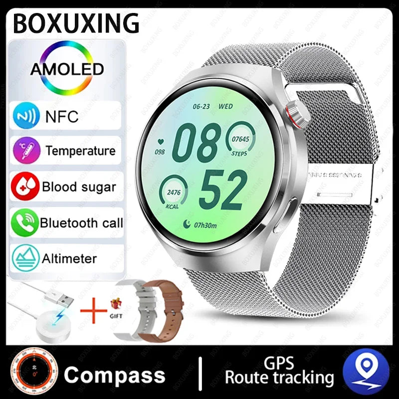 2024 New GPS Smart Watch Men GT4 Pro 360*360 HD Screen Heart rate IP68 Waterproof Blood Sugar Smartwatch BT Call NFC Watch 4 Pro - Hiron Store