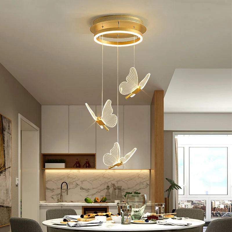 Acrylic Butterfly Pendant Lamp Hanging LED Ceiling Chandelier Light Home Decor Lighting