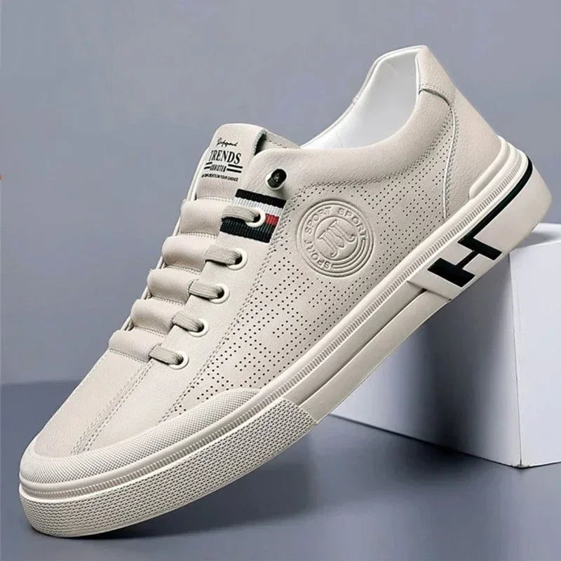 Designer Sneakers Trend Sports Shoes for Men White Breathable Slip on Men Casual Leather Shoes