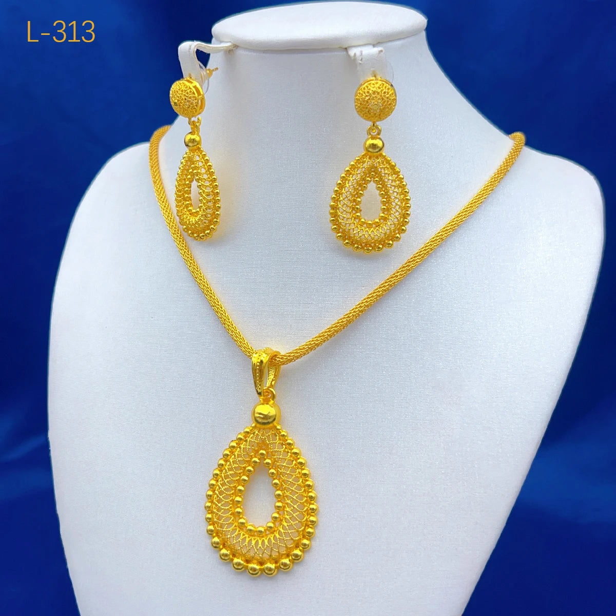 Dubai Indian African Tassel Necklace Earrings Jewelry Set 24K Gold Plated Bridal Jewellery