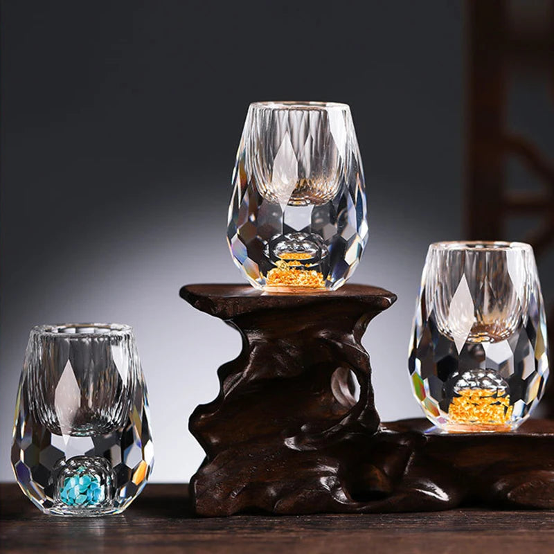 6pcs 15ml Liquor Crystal Glasses Set Wine Glasses Brandy Tea Cup Diamond Cutting