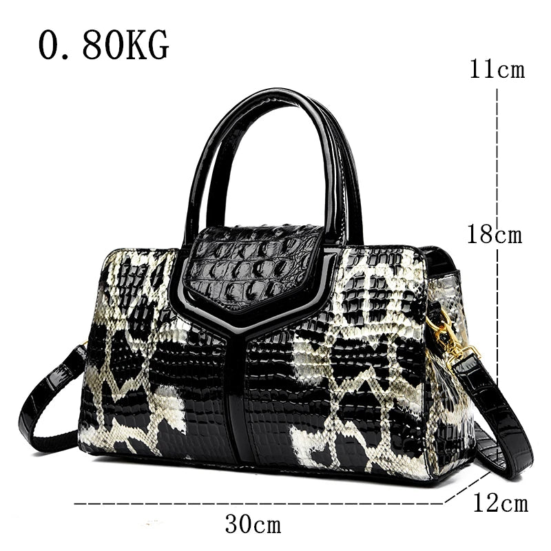 Luxury Crocodile Cowhide Women's Leather Bag Shoulder Handbag