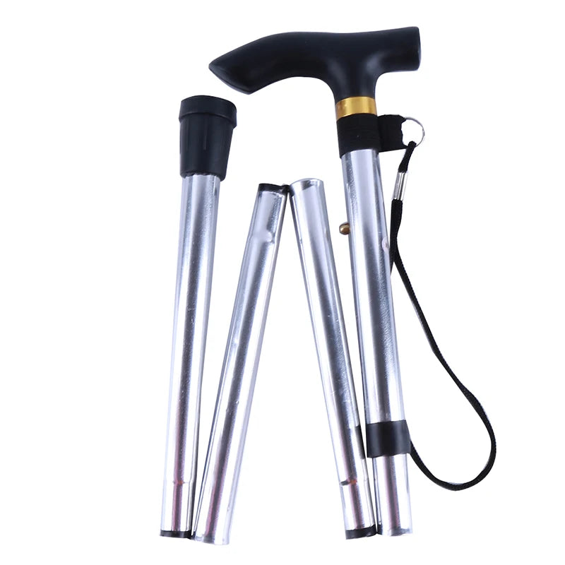 Telescopic Walking Stick Outdoor Trekking Poles Aluminum Alloy Metal Folding Cane Crutches Pole For Elderly People