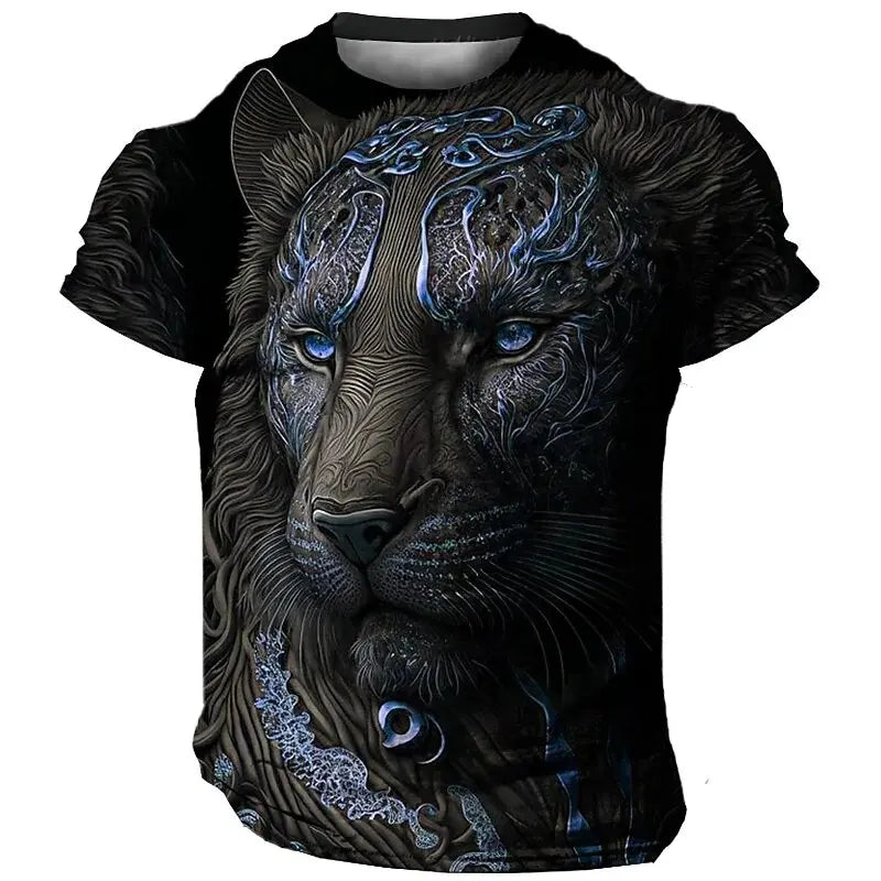 Daily Oversized Men's T-Shirt 3D Lion Print Tees Tops Summer Casual Animal Pattern Streetwear New Fashion Street Men Clothing - Hiron Store