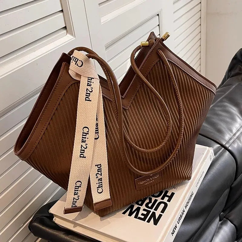 Korean Style Big Bag 2024 Autumn and Winter New Women's Bag Casual All-match Canvas Bag Commuter Shoulder Bag Student Tote Bag - Hiron Store