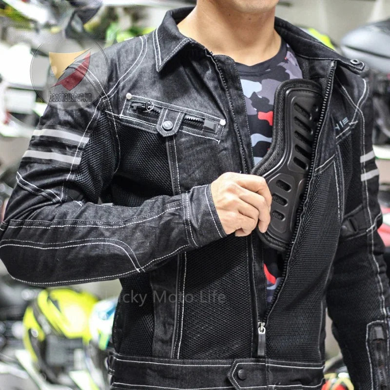 Jackets Spring Breathable Denim Mesh Racing Clothing Motorcycle Jacket