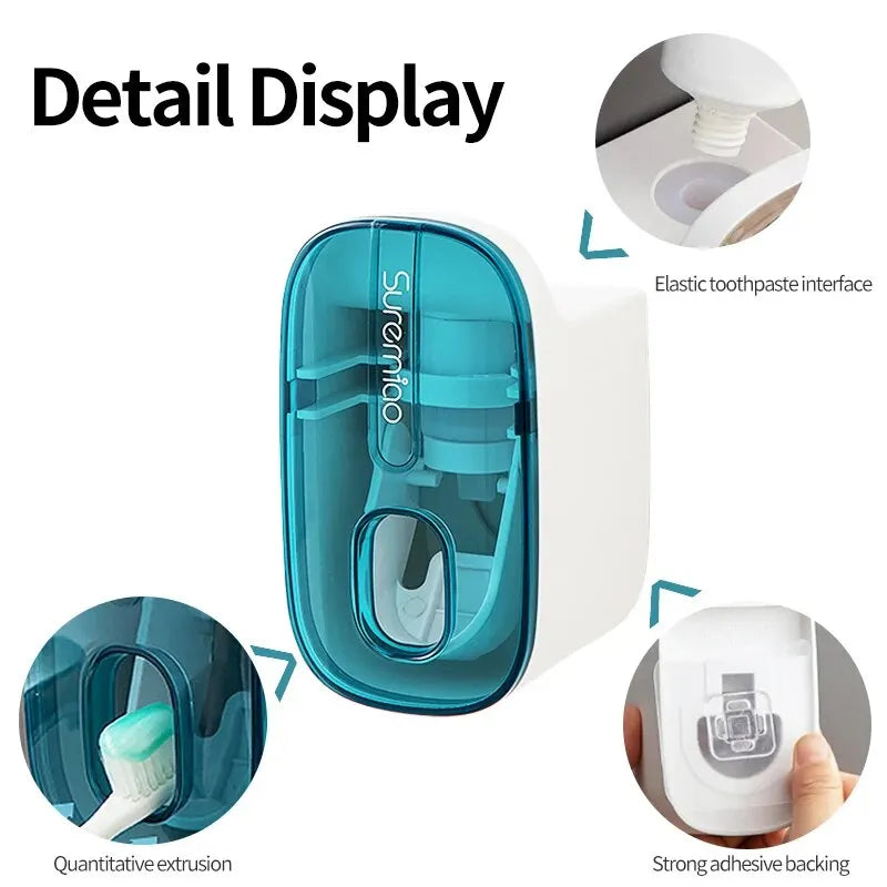 1 PCS Automatic Toothpaste Dispenser Bathroom Accessories Wall Mount Lazy Toothpaste Squeezer Toothbrush Holder - Hiron Store