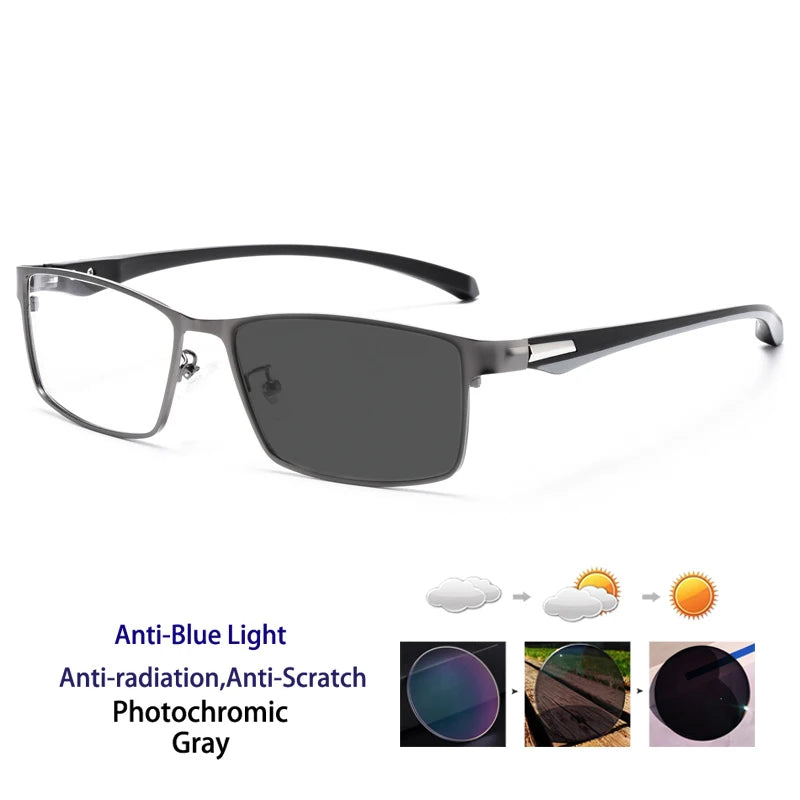 KOCOLIOR Anti Blue Light Men Reading Glasses, Titanium Alloy Metal Frame, Business Computer Reader, +1.50 1.75 2.0 2.25 2.50 2.75