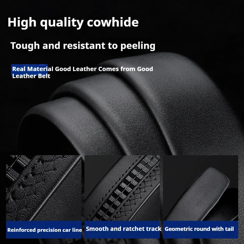 High Quality Genuine Leather Belt, For Men's Luxury Automatic Metal Alloy Buckle Men's Waist Belt