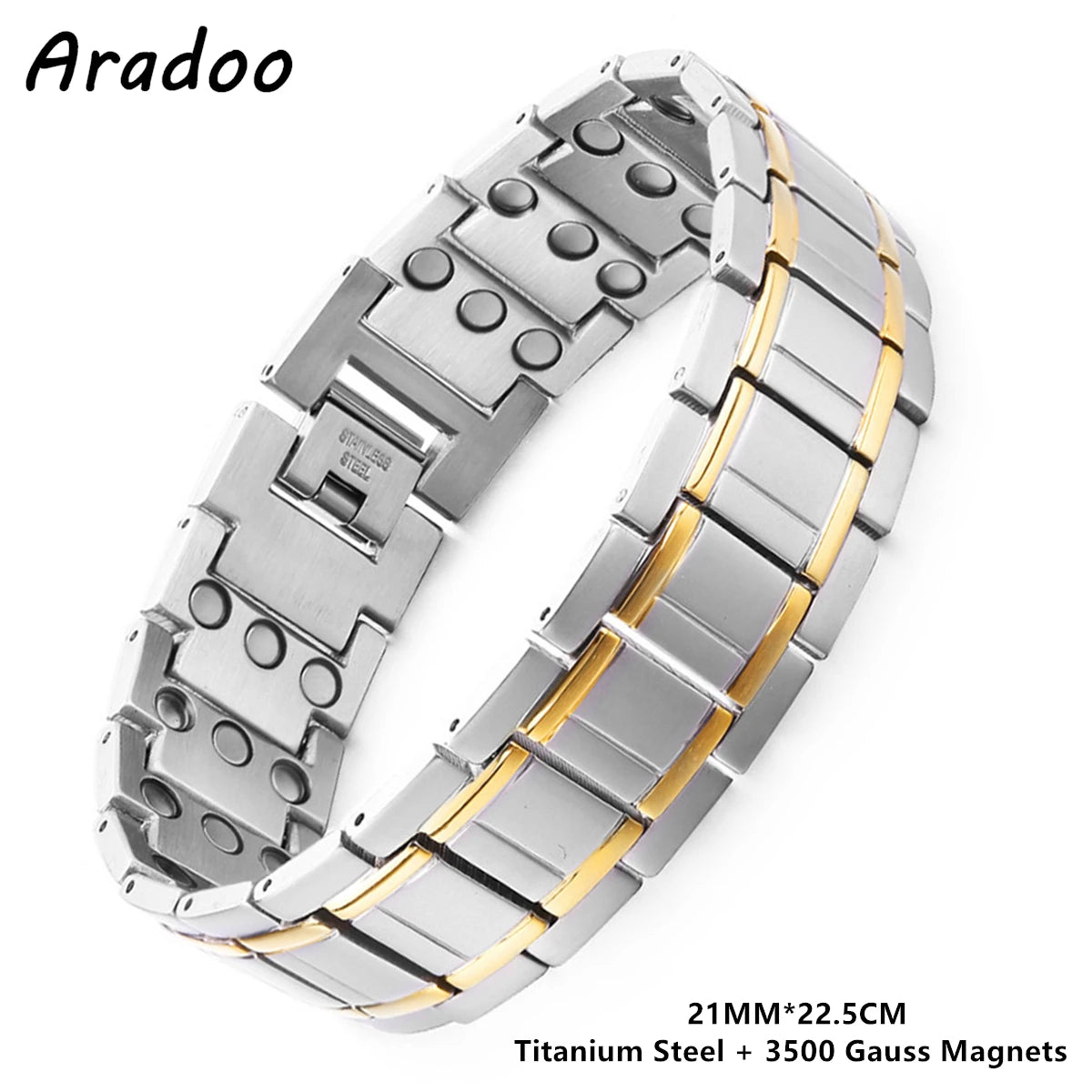 Titanium Steel Bracelets 3X Ultra Strength Neodymium Magnets Health Magnetic Therapy Copper Link Bracelet