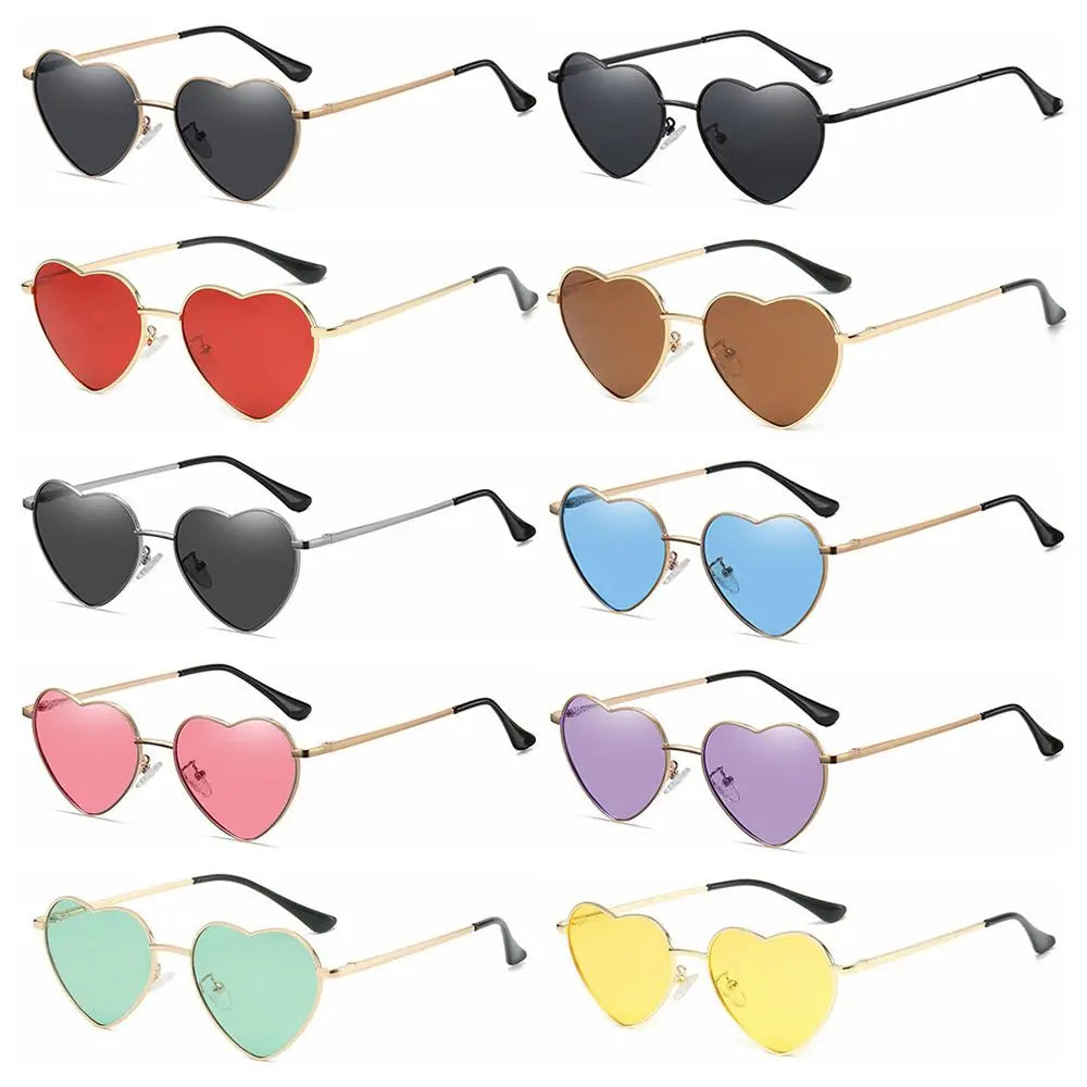 Heart-Shaped Sunglasses Heart Sun Glasses Shades Vintage Glasses Protection Metal Frame Sunglasses