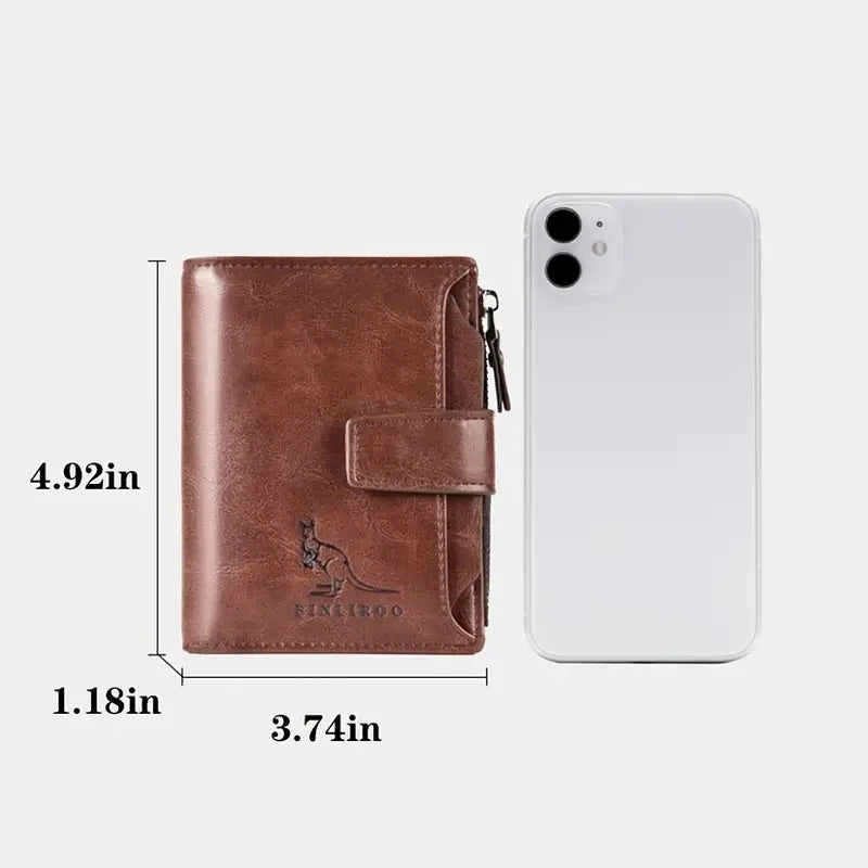 Men's Coin Purse Wallet RFID Blocking Man PU Leather Wallet Zipper Business Card Holder Money Bag