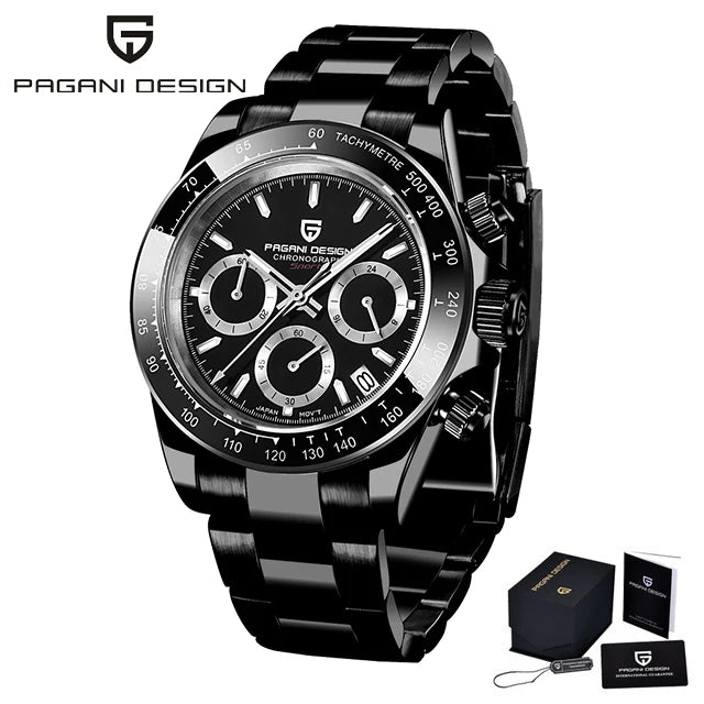 40mm New V2 PAGANI DESIGN Men's Quartz Watches Sapphire Retro Chronograph Stainless Steel Waterproof Watch